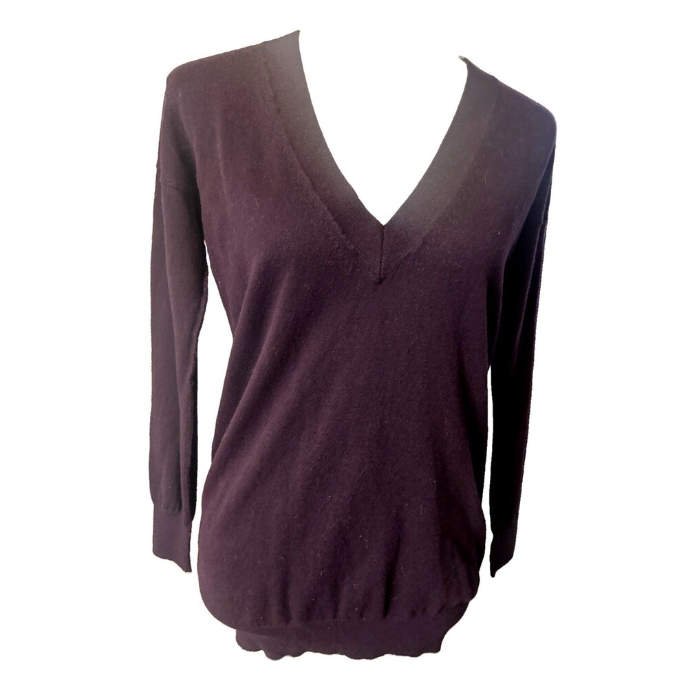 Gap Women S Cashmere Cotton Plum V-Neck Long Sleeve Pullover Knit Sweater